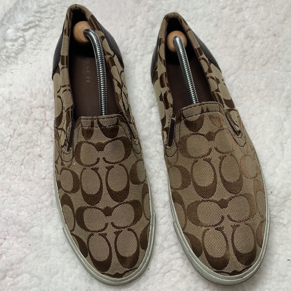 Coach Brown Signature Canvas Slip-On Sneakers